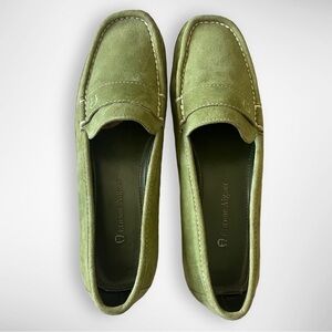 ETIENNE AIGNER Women's Green Suede Driving Loafers Flats 7M | EUC